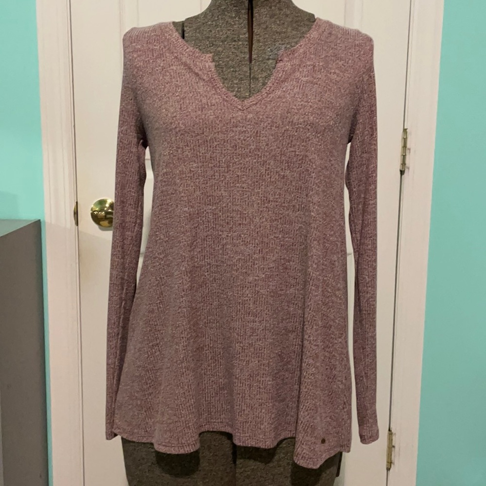 Hollister Maroon Heathered Long-sleeve